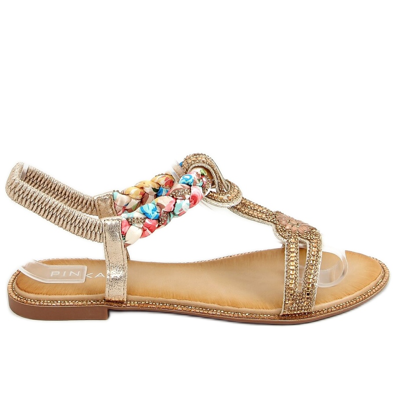 Sandali con zirconi dorati JN11-10 Gold d'oro