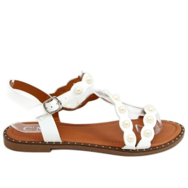 Sandali con perle bianche 55-55 White bianca
