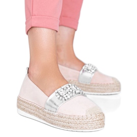 Espadrillas beige con pietre Cher argento
