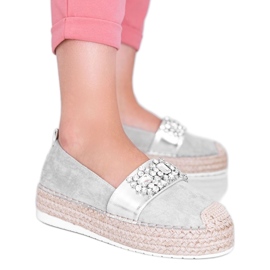 Espadrillas grigie con pietre Cher d'argento grigio