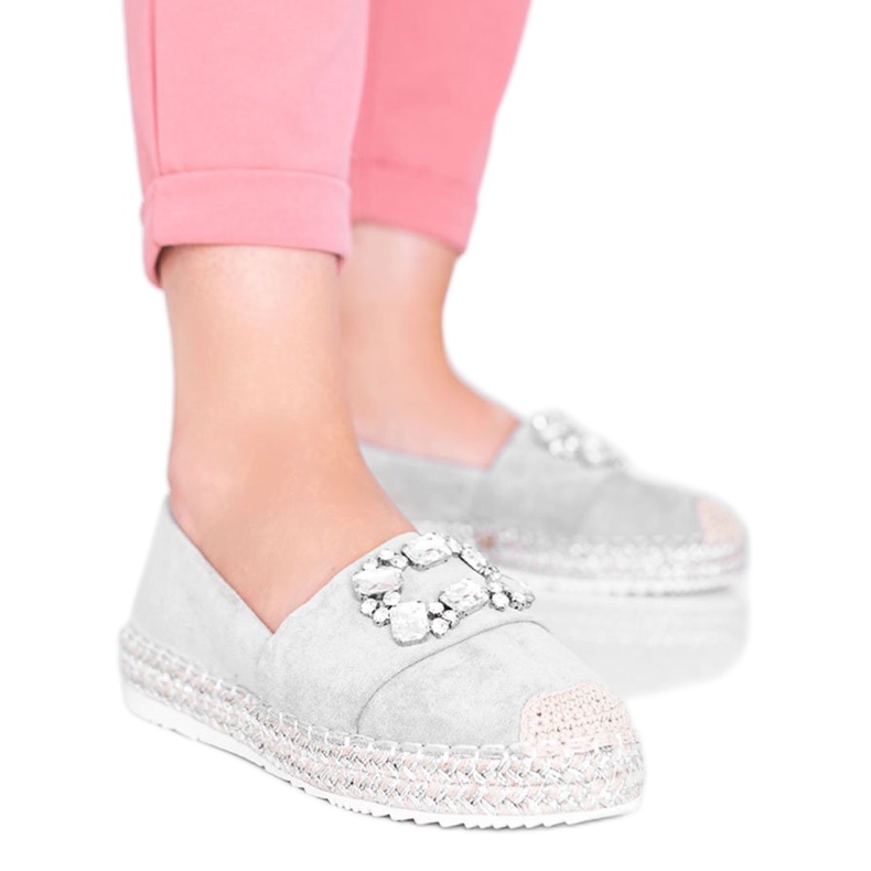 Espadrillas grigie decorate con pietre Cuban Vibe grigio