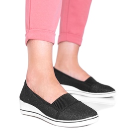 Ballerine nere lucide sulla zeppa Glam Star nero