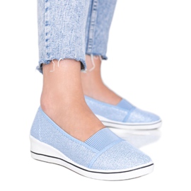 Ballerine blu lucide sulla zeppa Glam Star