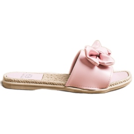 Small Swan Pantofole Ecopelle Con Fiocco rosa