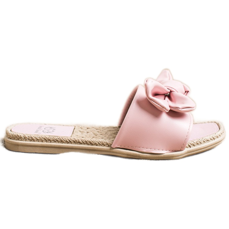 Small Swan Pantofole Ecopelle Con Fiocco rosa