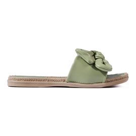 Pantofole Ecopelle Con Fiocco verde