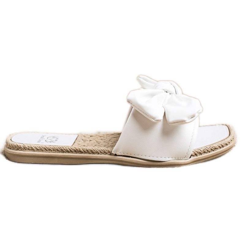 Small Swan Pantofole Ecopelle Con Fiocco bianca