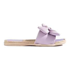 Pantofole Ecopelle Con Fiocco viola