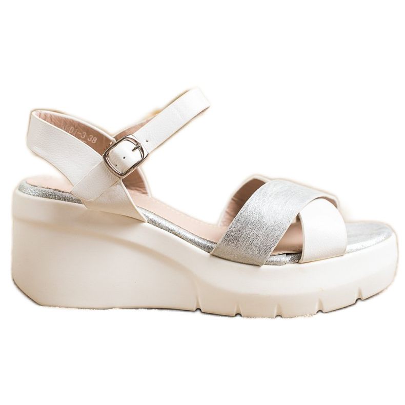 Small Swan Sandali con zeppa bianca d'argento