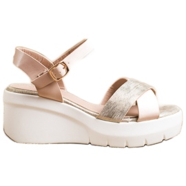 Small Swan Sandali con zeppa beige d'oro