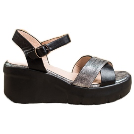 Small Swan Sandali con zeppa nero grigio