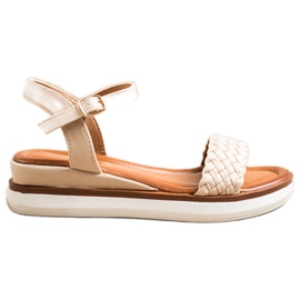 SHELOVET Sandali comodi su zeppa bassa beige