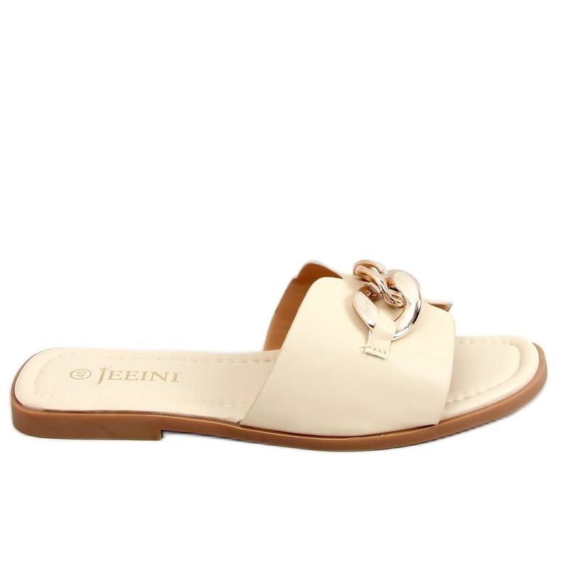 Beige 377 Pantofole beige con catena