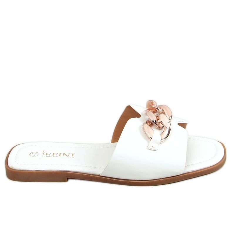 Bianco 377 Pantofole bianche con catena bianca