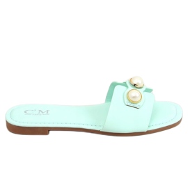 Ciabatte con perle menta 55-37 LT.GREEN verde