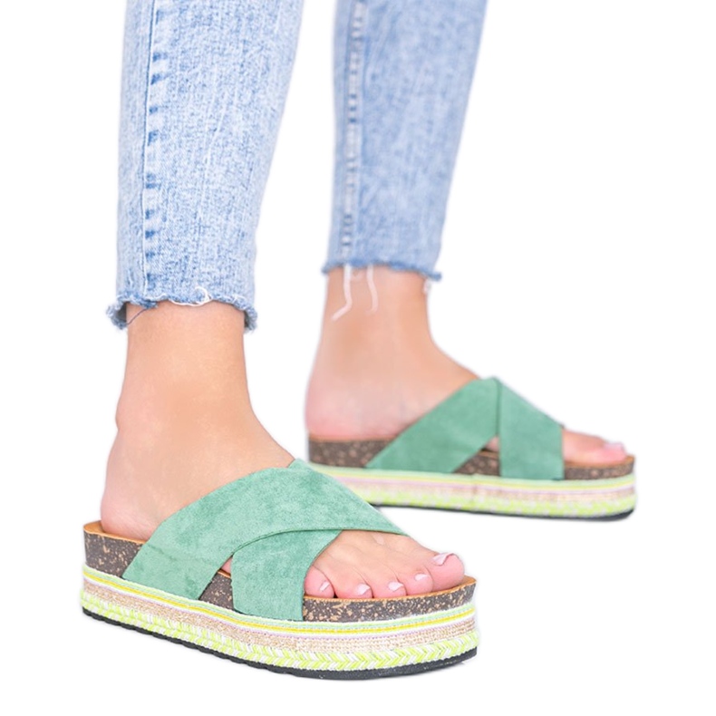 Pantofole verdi con suola decorativa Riri verde