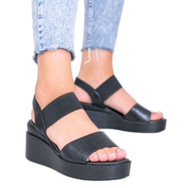 Sandali con zeppa neri di Wins nero