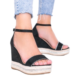 Sandali neri con zeppa e zirconi Sun Sparrow nero