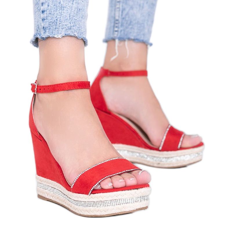 Sandali rossi con zeppa e zirconi Sun Sparrow rosso