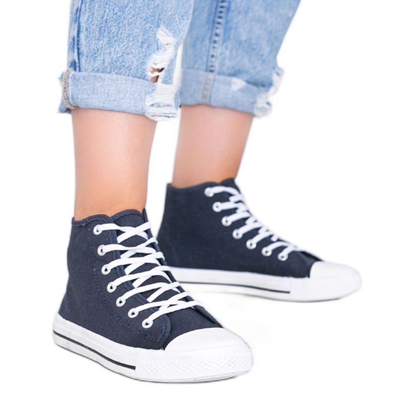 Sneakers da donna Gampa blu navy alla caviglia