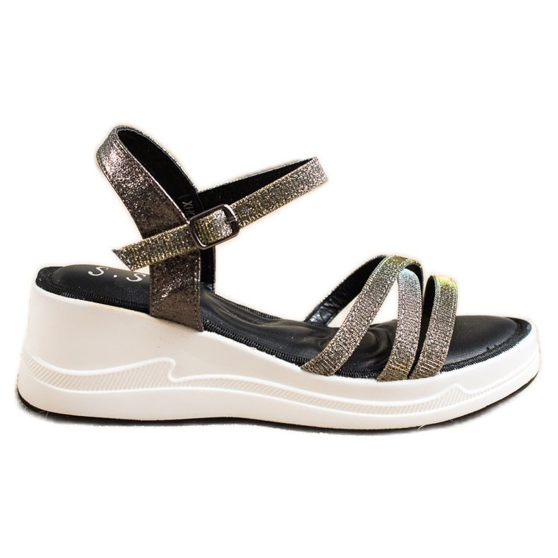 Small Swan Sandali con glitter sulla zeppa nero