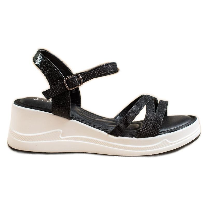 Small Swan Sandali con glitter sulla zeppa nero