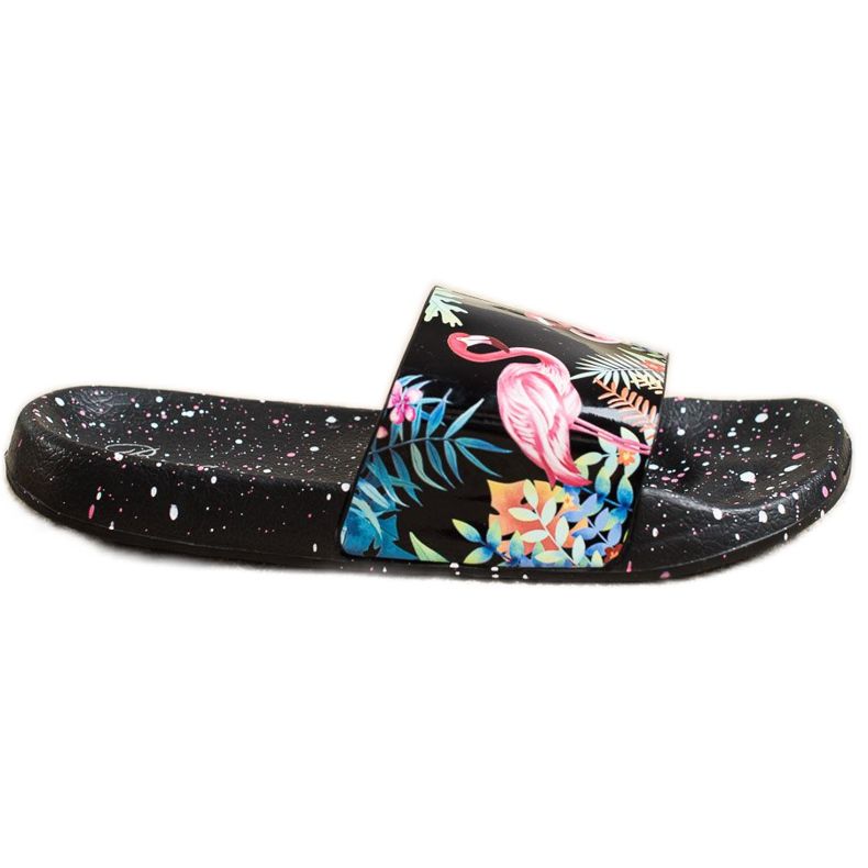 Bona Infradito alla moda con fenicottero nero multicolore