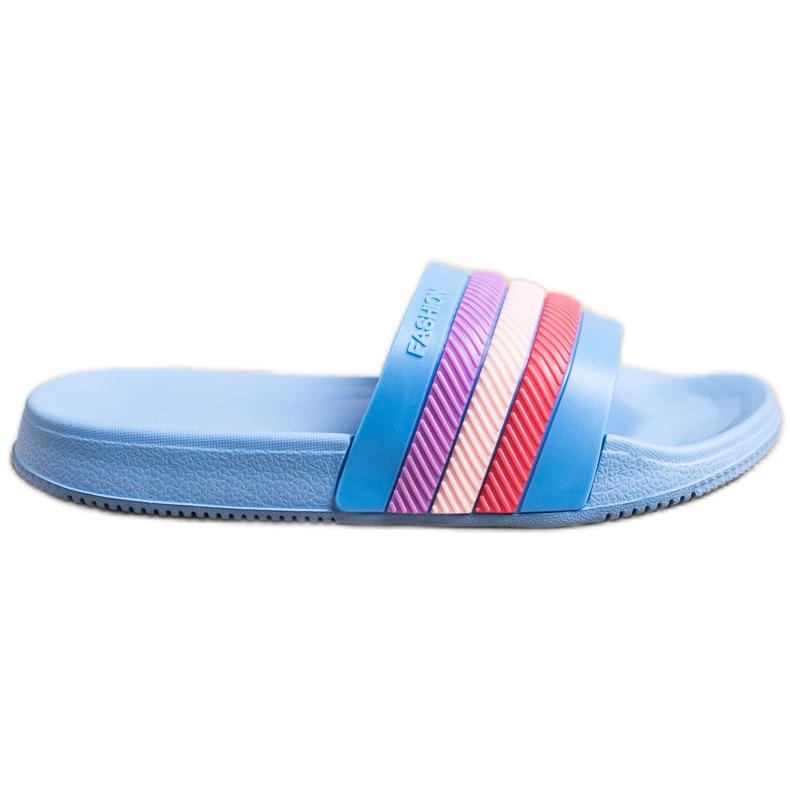 Bona Pantofole Con Righe Colorate blu