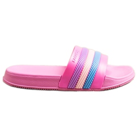 Bona Pantofole Con Righe Colorate rosa