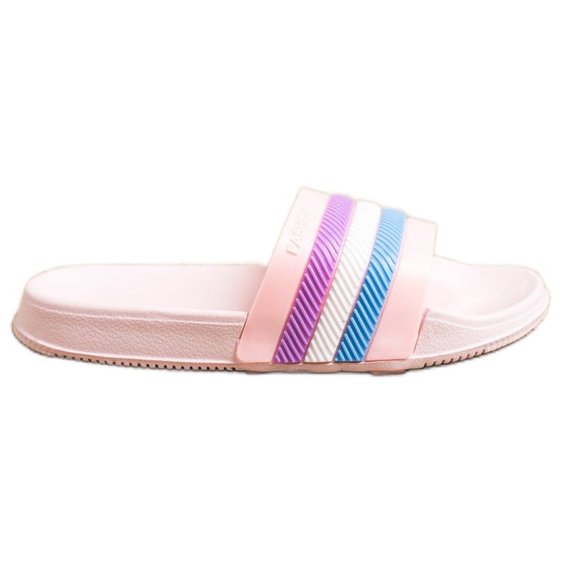 Bona Pantofole Con Righe Colorate rosa