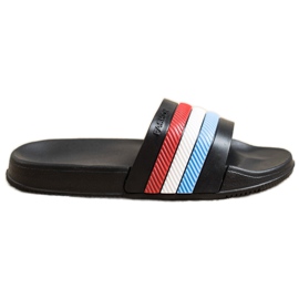 Bona Pantofole Con Righe Colorate nero