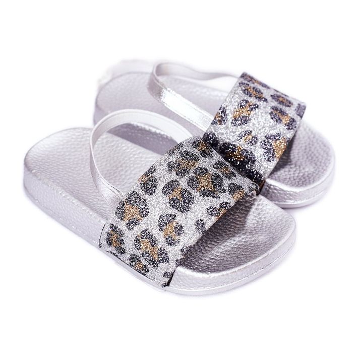 FR1 Pantofole In Gomma Per Bambini Con Broccato Argento Rimia d'argento
