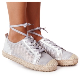 S.Barski Espadrillas Allacciate Traforate S. Barski L17704 Argento d'argento