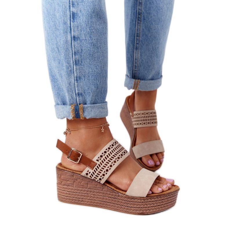 S.Barski Sandali con zeppa traforati S. Barski GD-47 Beige
