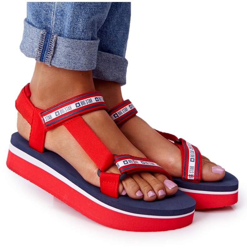 Sandali in schiuma sulla piattaforma rossa Big Star HH274A102 rosso blu navy