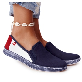 Espadrillas da donna Big Star HH276008 Navy Blue-White bianco rosso blu navy
