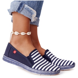 Espadrillas da donna Big Star HH276002 Navy Blue-White bianco blu navy