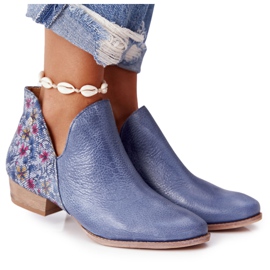 Stivali Maciejka In Pelle Blu Navy Con Fiori 04091-64 multicolore
