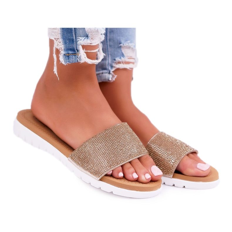 Pantofole con paillettes dorate Lu Boo da donna Goodies d'oro