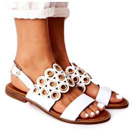 Sandali in pelle traforata Lewski Shoes 3042 Bianco