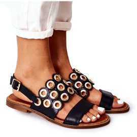 Sandali in pelle traforata Lewski Shoes 3042 Nero