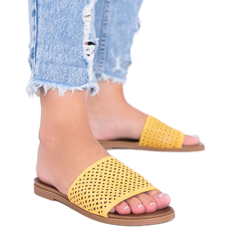Pantofole Ballera da donna traforate gialle giallo