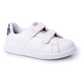 Sneakers Bambini Con Velcro Bianche e Argento Cute Girl bianca