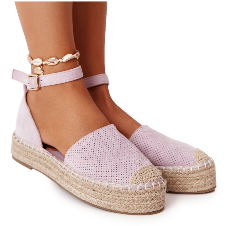 Espadrillas Sulla Piattaforma Di Paglia Viola Bali