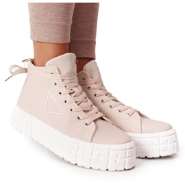 Sneakers alte da donna su piattaforma Manhattan beige