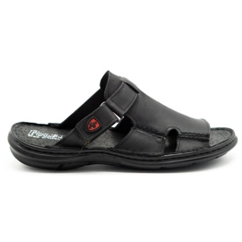 Polbut Pantofole da uomo in pelle 356 nere nero