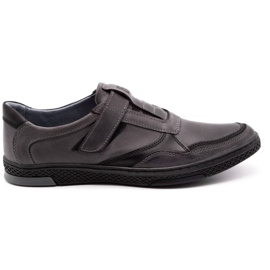 Polbut Scarpe casual da uomo in pelle 2102 grigie grigio