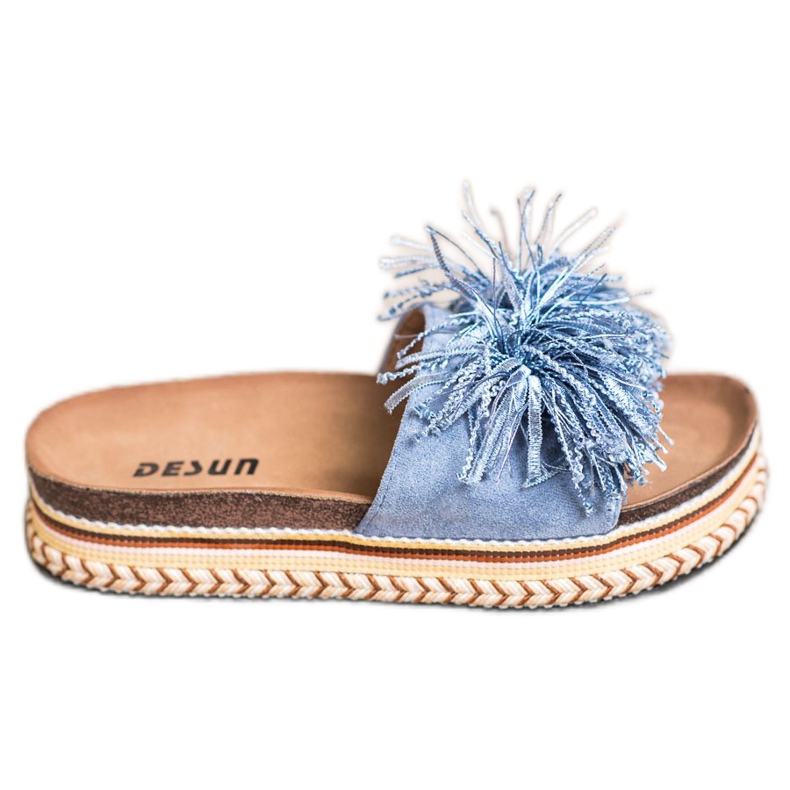 SHELOVET Pantofole Alla Moda Con Frange blu