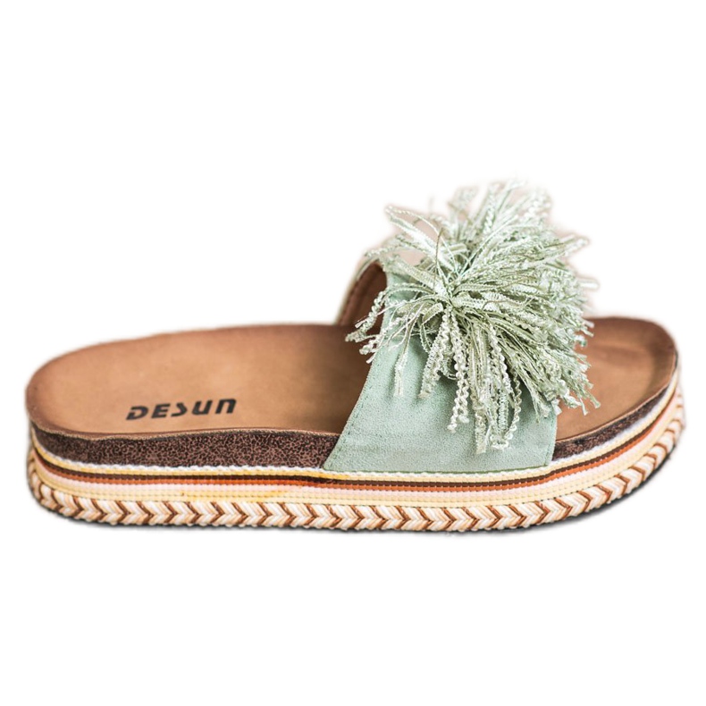 SHELOVET Pantofole Alla Moda Con Frange verde