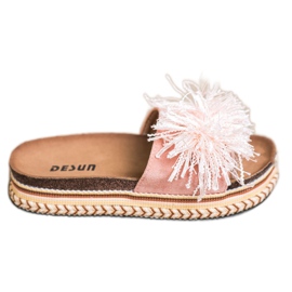SHELOVET Pantofole Alla Moda Con Frange rosa
